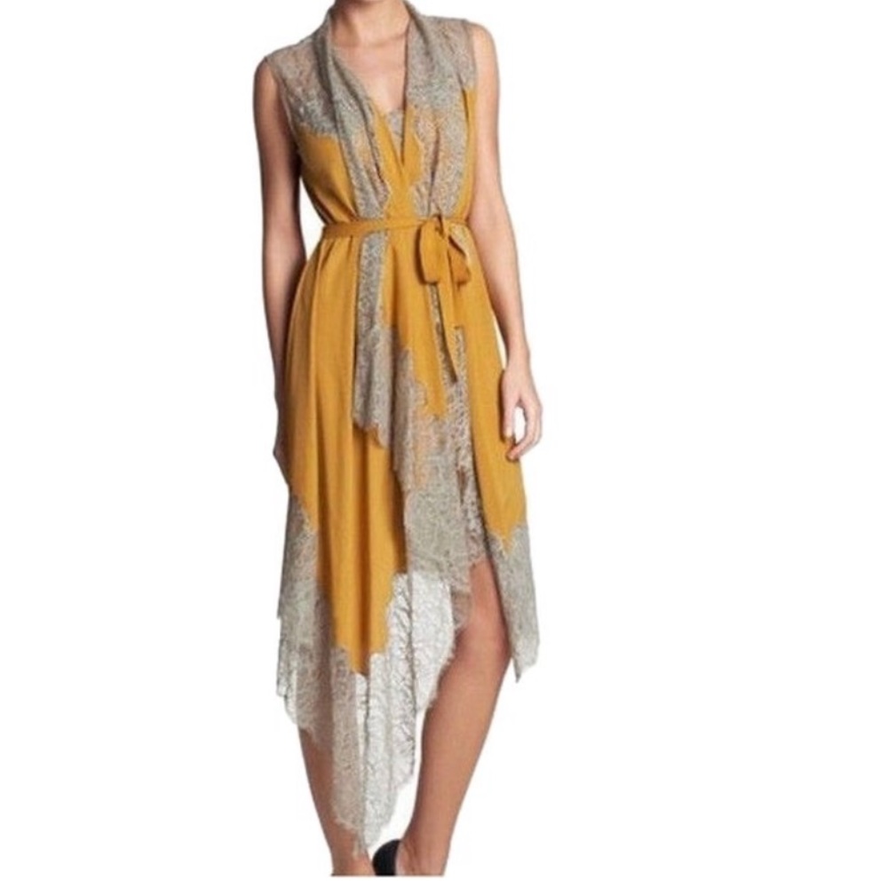BCBG MaxAzria Runway Silk Lace Wrap Dress